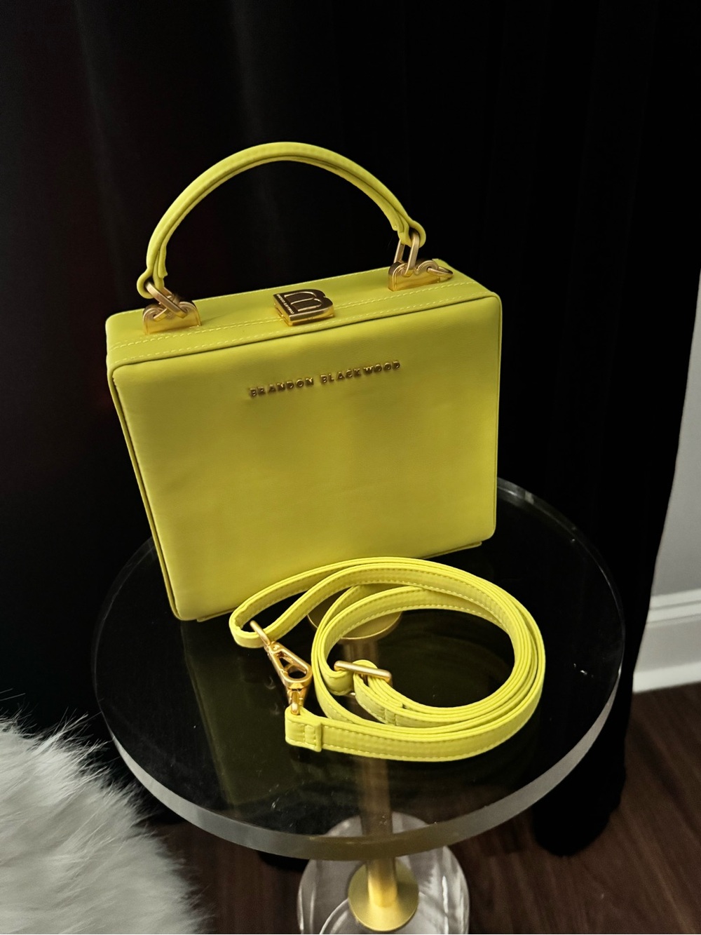 Brandon Blackwood Yellow Kendrick Trunk Bag Gold Hardware